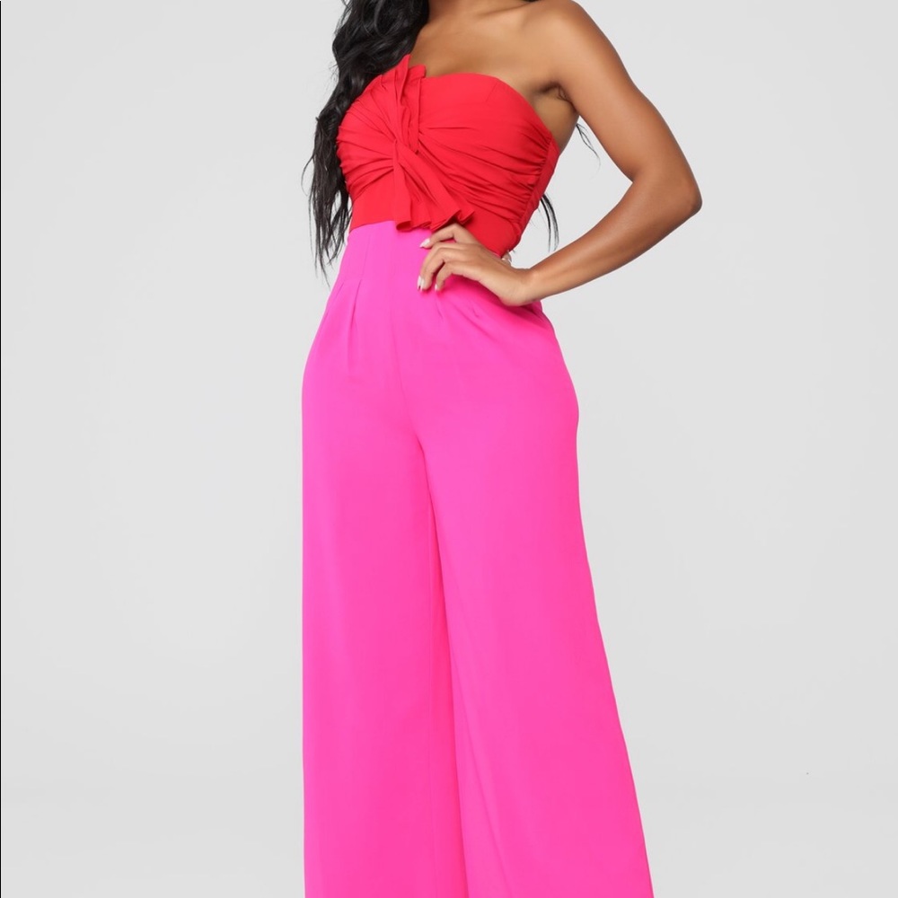 Fashion Nova High Fashion Jumpsuit Pink/Red